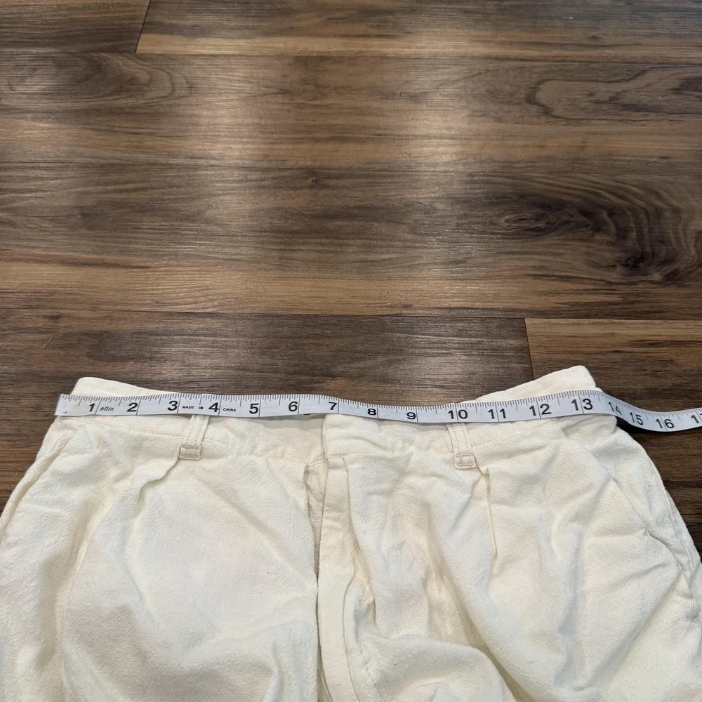 Free People Cream Wide-Leg Linen Pants